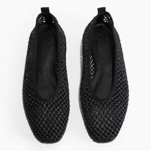 New H&M Braided Ballet Black Women Textured Flats Size 7 EUR 38